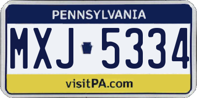 PA license plate MXJ5334