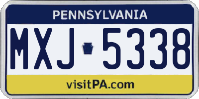 PA license plate MXJ5338