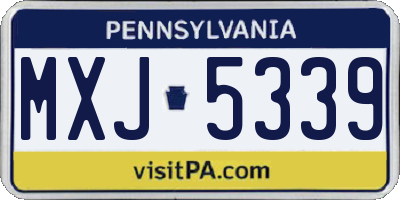 PA license plate MXJ5339