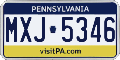 PA license plate MXJ5346
