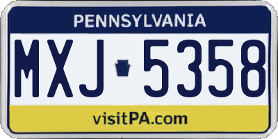 PA license plate MXJ5358