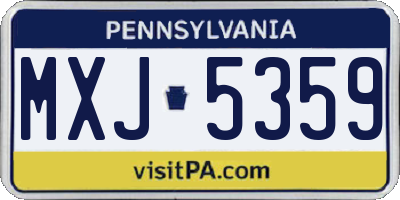 PA license plate MXJ5359