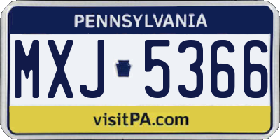 PA license plate MXJ5366