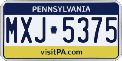 PA license plate MXJ5375