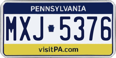 PA license plate MXJ5376