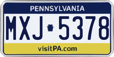 PA license plate MXJ5378