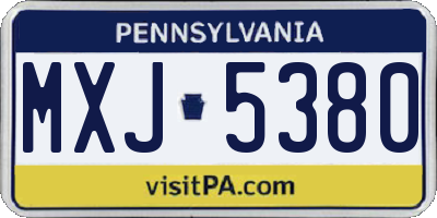 PA license plate MXJ5380