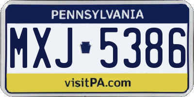 PA license plate MXJ5386