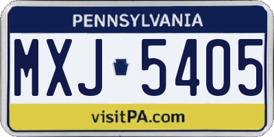 PA license plate MXJ5405