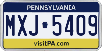 PA license plate MXJ5409