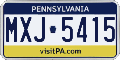 PA license plate MXJ5415