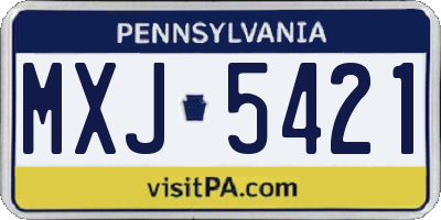 PA license plate MXJ5421