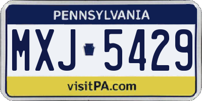 PA license plate MXJ5429