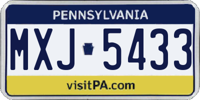 PA license plate MXJ5433
