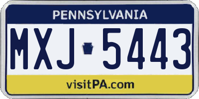 PA license plate MXJ5443
