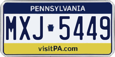 PA license plate MXJ5449