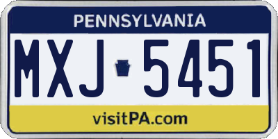 PA license plate MXJ5451