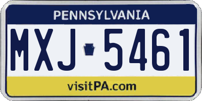 PA license plate MXJ5461