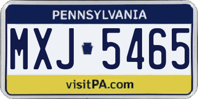 PA license plate MXJ5465