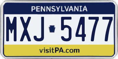 PA license plate MXJ5477