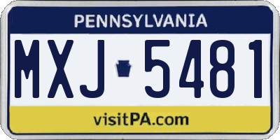 PA license plate MXJ5481