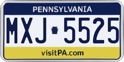 PA license plate MXJ5525