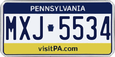 PA license plate MXJ5534