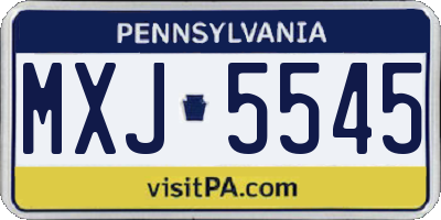 PA license plate MXJ5545