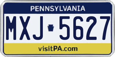 PA license plate MXJ5627