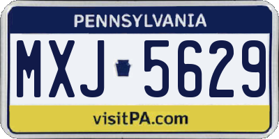 PA license plate MXJ5629
