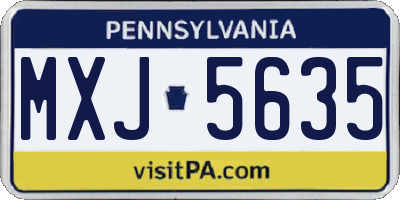 PA license plate MXJ5635
