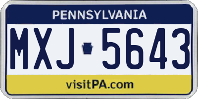 PA license plate MXJ5643