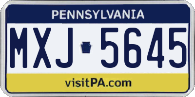 PA license plate MXJ5645