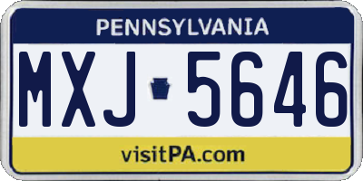 PA license plate MXJ5646