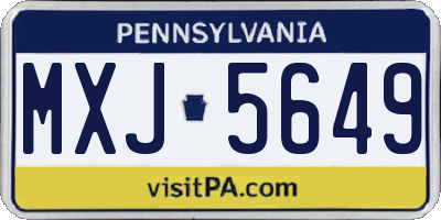 PA license plate MXJ5649