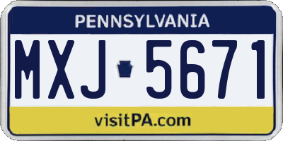 PA license plate MXJ5671