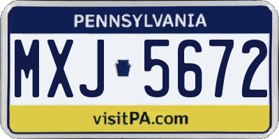 PA license plate MXJ5672