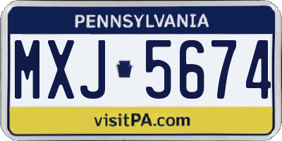 PA license plate MXJ5674