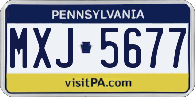 PA license plate MXJ5677