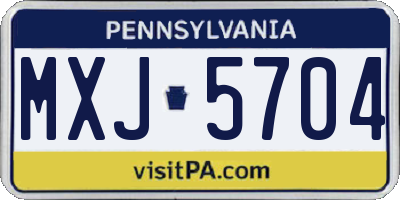 PA license plate MXJ5704