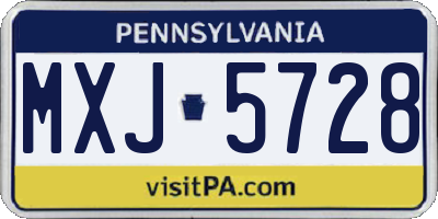 PA license plate MXJ5728