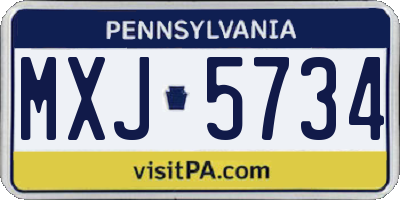 PA license plate MXJ5734