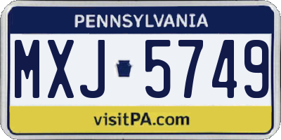 PA license plate MXJ5749