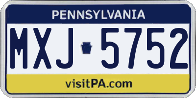 PA license plate MXJ5752