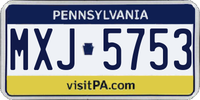 PA license plate MXJ5753