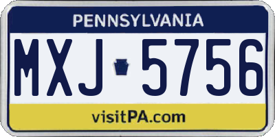 PA license plate MXJ5756