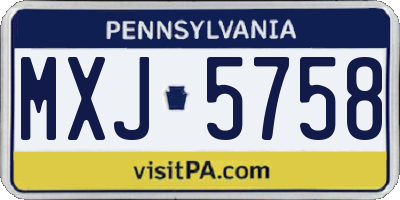 PA license plate MXJ5758