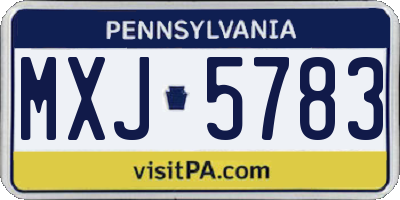 PA license plate MXJ5783