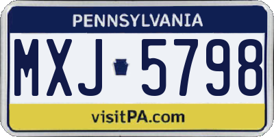 PA license plate MXJ5798