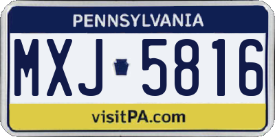 PA license plate MXJ5816